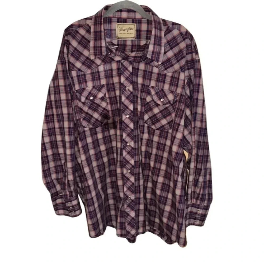 Wrangler Western Pearl Snap Button Down Shirt Size XXXL